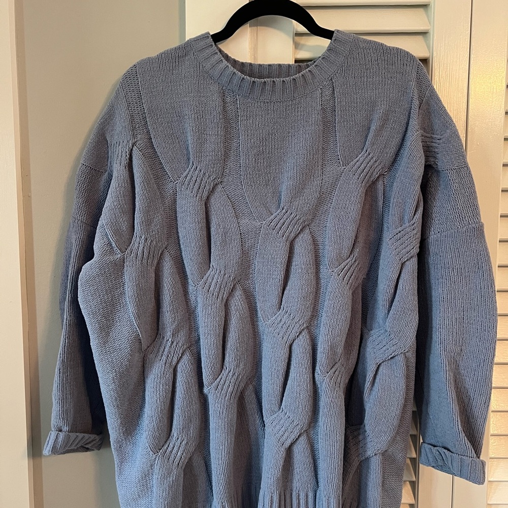 JJill chenille cable Blue Sweater